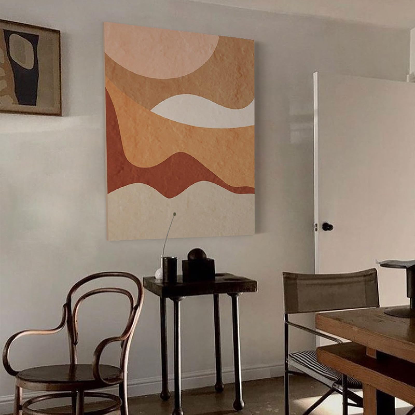Peinture à l'huile wabi-sabi pour sublimer un grand mur de salon vide avec art abstrait