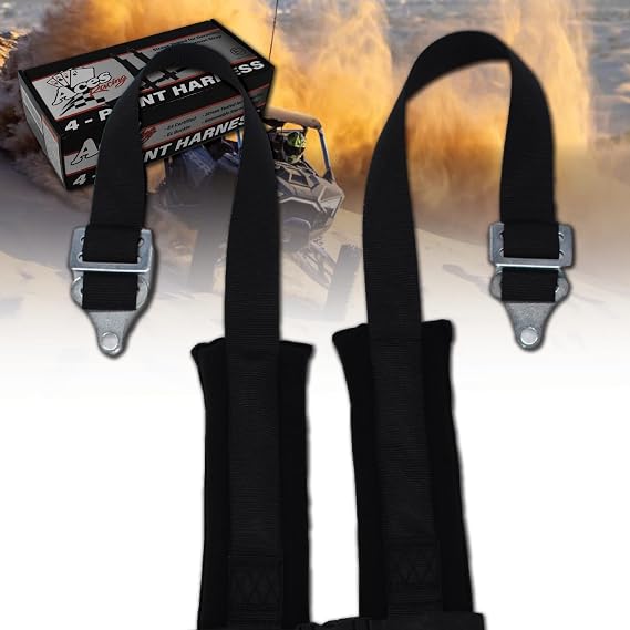 (Black) 4 Point Harness - 2 Inch Webbing and Padding - Sternum Strap (Single)