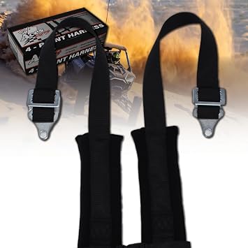 (Black) 4 Point Harness - 2 Inch Webbing and Padding - Sternum Strap (Single)