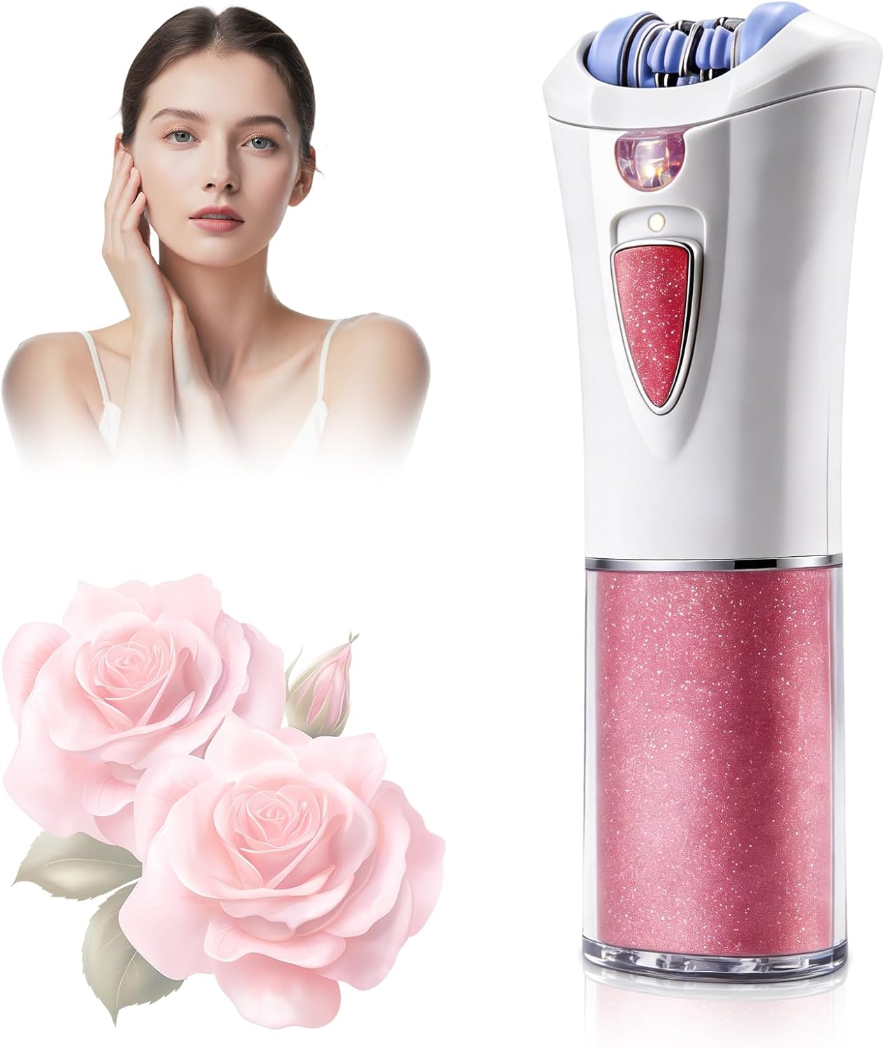 2026 Upgraded Facial Epilator for Women, Cordless Electric Tweezers Hair Removal Device with LED Light, Precise & Painless Face Epilator Hair Remover for Face/Lip/Arms/Legs/Bikini Line (Red)