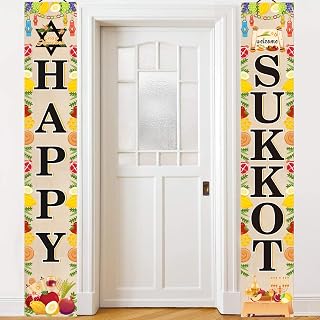 Sukkot Decorations, Happy Sukkot Banner Flag, Sukkah Decorations Welcome Porch Sign Sukkot Decorations Outdoor Indoor Door Banner For Jewish Holiday