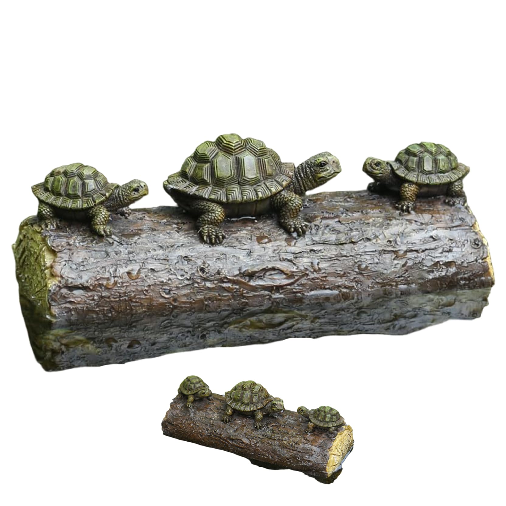 CAKEEYUM Garden Turtle Decor Realistic Floating Turtle Figurines for Ponds - Resin Turtles Statue with Log Outdoor & Indoor Water Feature or Garden Decoration, Decor, Figurines