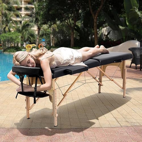 Miniatura 2 de Topeakmart Mesa de masaje portátil con pestañas mesa de tatuaje cama plegable de belleza con reposacabezasreposabrazospaleta de mano ajustable