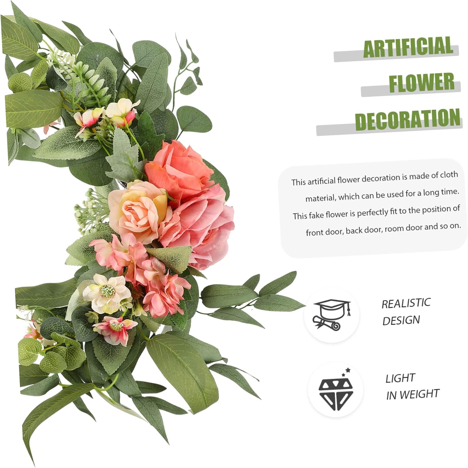 Alipis 2pcs Romantic Fake Flower Decor Handmade Wreath for Wedding Ceremony Birthday Party Signage Floral Decoration for Events Non-wilting Artificial Flowers for Home and Garden