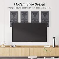 Vista 6 de TONOR 4-Pack Acoustic Wood Wall Panels, 23.6” * 11.8” * 1.9” 3D Self-adhesive Wall Panel, Three-layer Soundproof Tiles for Echo Absorbtion