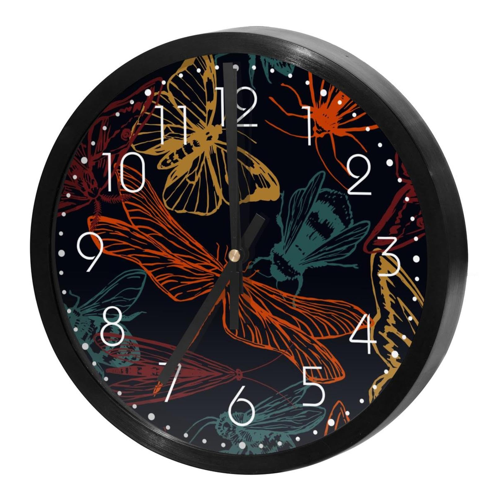 Horloge murale ronde silencieuse fonctionnant avec piles pour décoration de maison et cuisine
