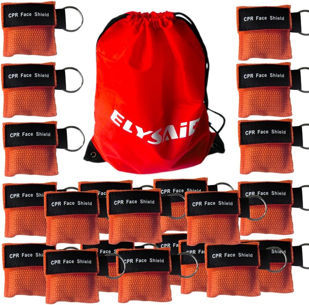 50 X First Aid CPR Mask Face Shield For AED CPR Training Orange