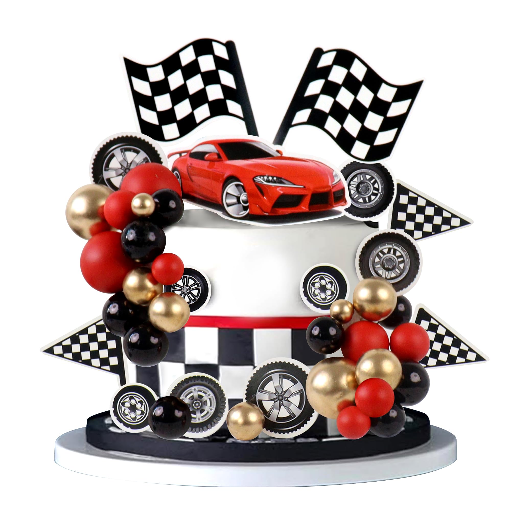 Blumomon 1 Set Rennwagen Kuchen Dekoration Rot Rennwagen Cupcake Topper Picks für Rennsport Thema Baby Dusche Jungen Geburtstagsfeier Kuchen Zubehör