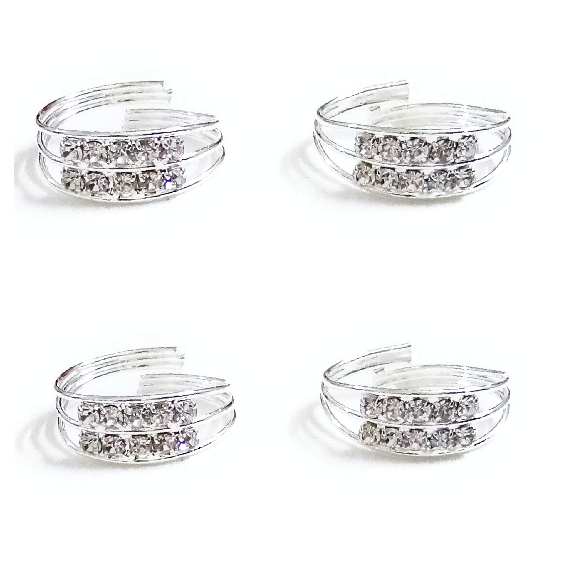 SMARNN Toerings Bichiya Silver Plated Colorful Meenakari, Long Design, Adjustable Size Ethnic Foot Ring toering Bichiya for Women Traditional (Pack of 4) (B07TCFRD31) Amazon Price History, Amazon Price Tracker