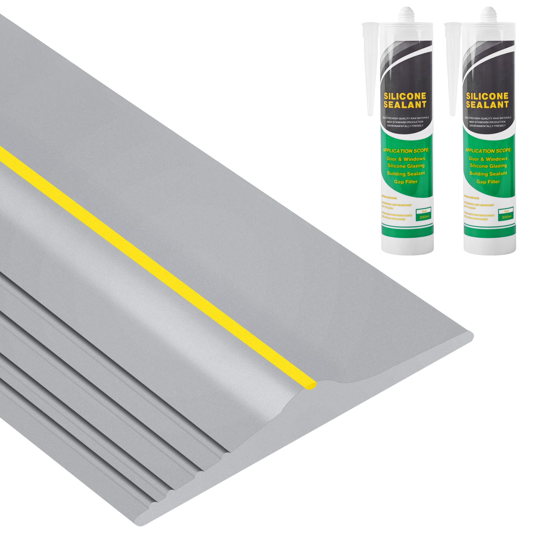Guarnizioni universali per porte del garage in gomma con adesivo (soglia con adesivo 4,9 m (grigio))