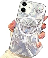 Vista 124 de I-MGAE-IN-AR - Funda compacta para iPhone 16 Pro Max con diseño de mariposa plateada brillante, a la moda, suave, delgada, de poliuretano