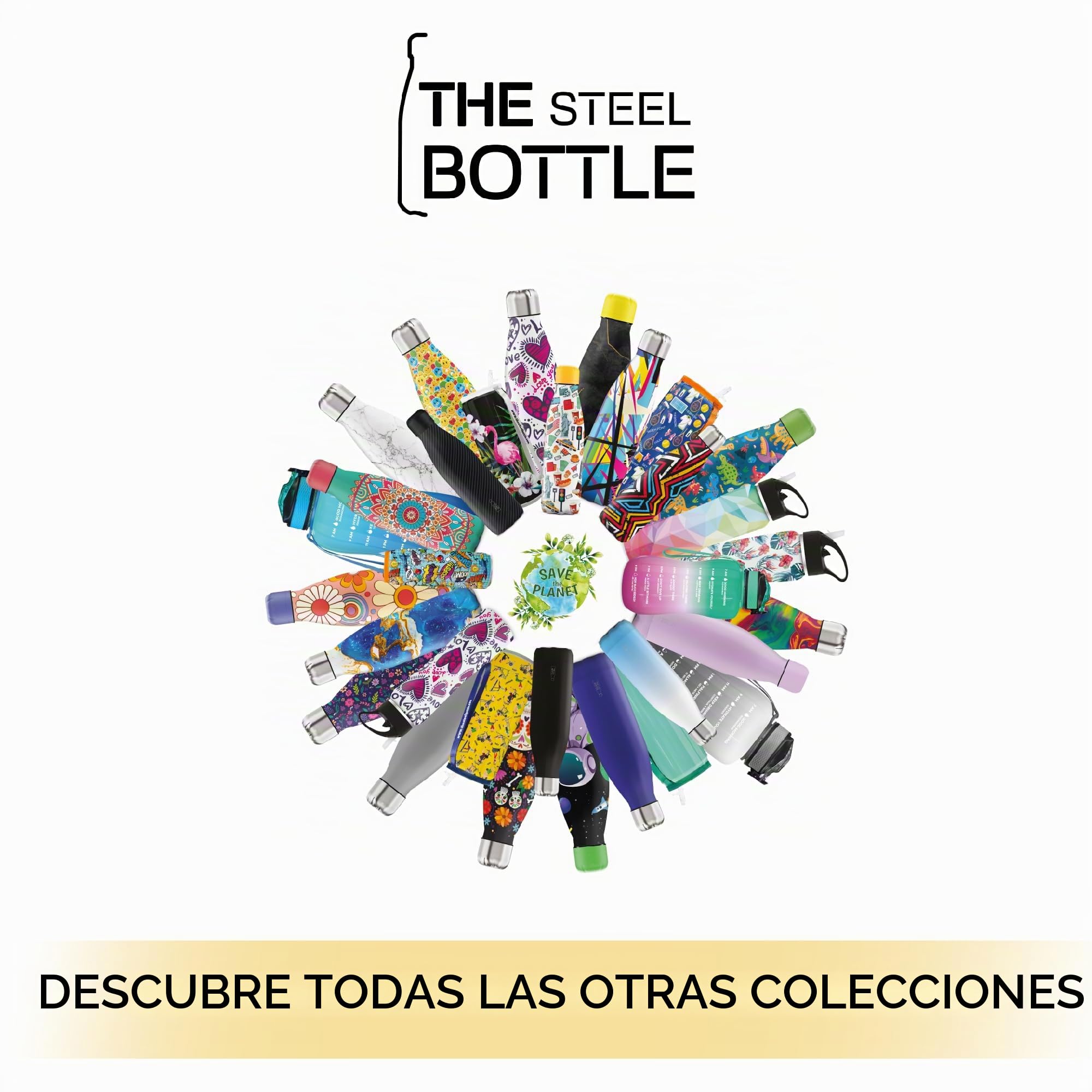 The Steel Bottle - Botella térmica de Acero Inoxidable, Aislamiento al vacío de Doble Pared, Capacidad 500 ml, Cierre hermético, Botella portátil