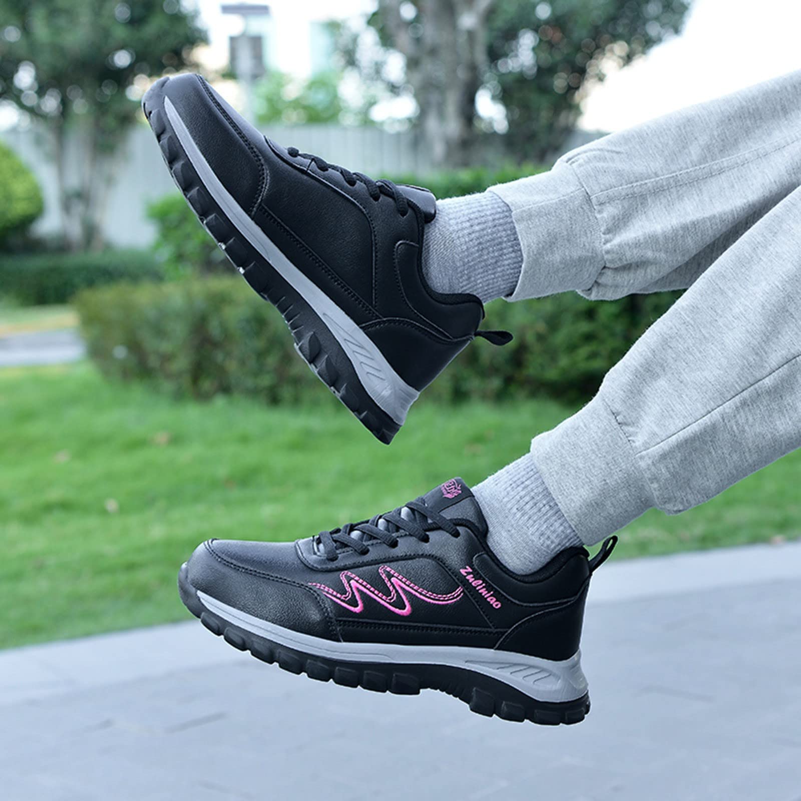 Scarpe Sportive da Donna Autunno Piatte Antiscivolo Impermeabili con Lacci Design Semplice con Struttura in Stile Casual (39)