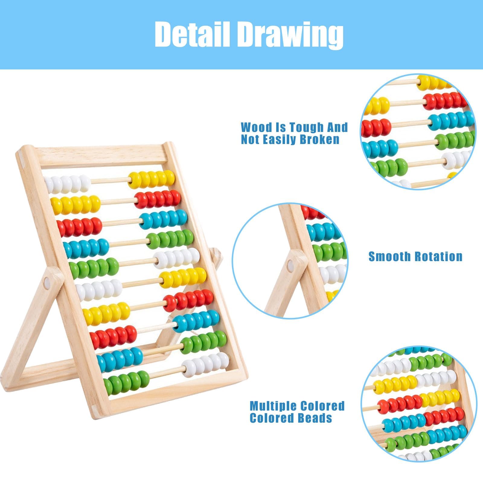 Abacus For Kids Colorful Bead Wood Classic Abacus - Math Counting Tool ...