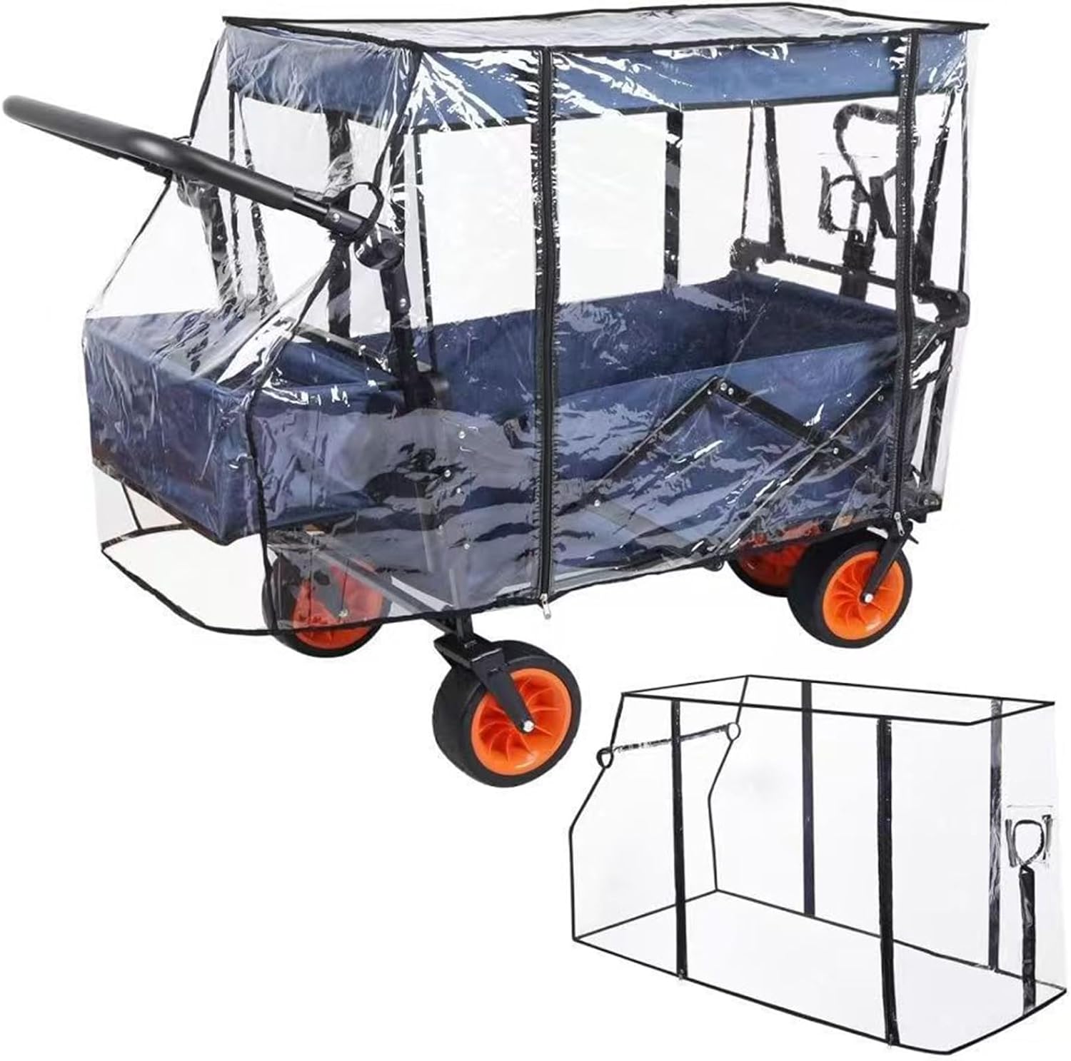 Compact Rain Protector for Camping Wagons Clear View Panel Easy Fold & Construction Camping Cart Cover Rain Protectors