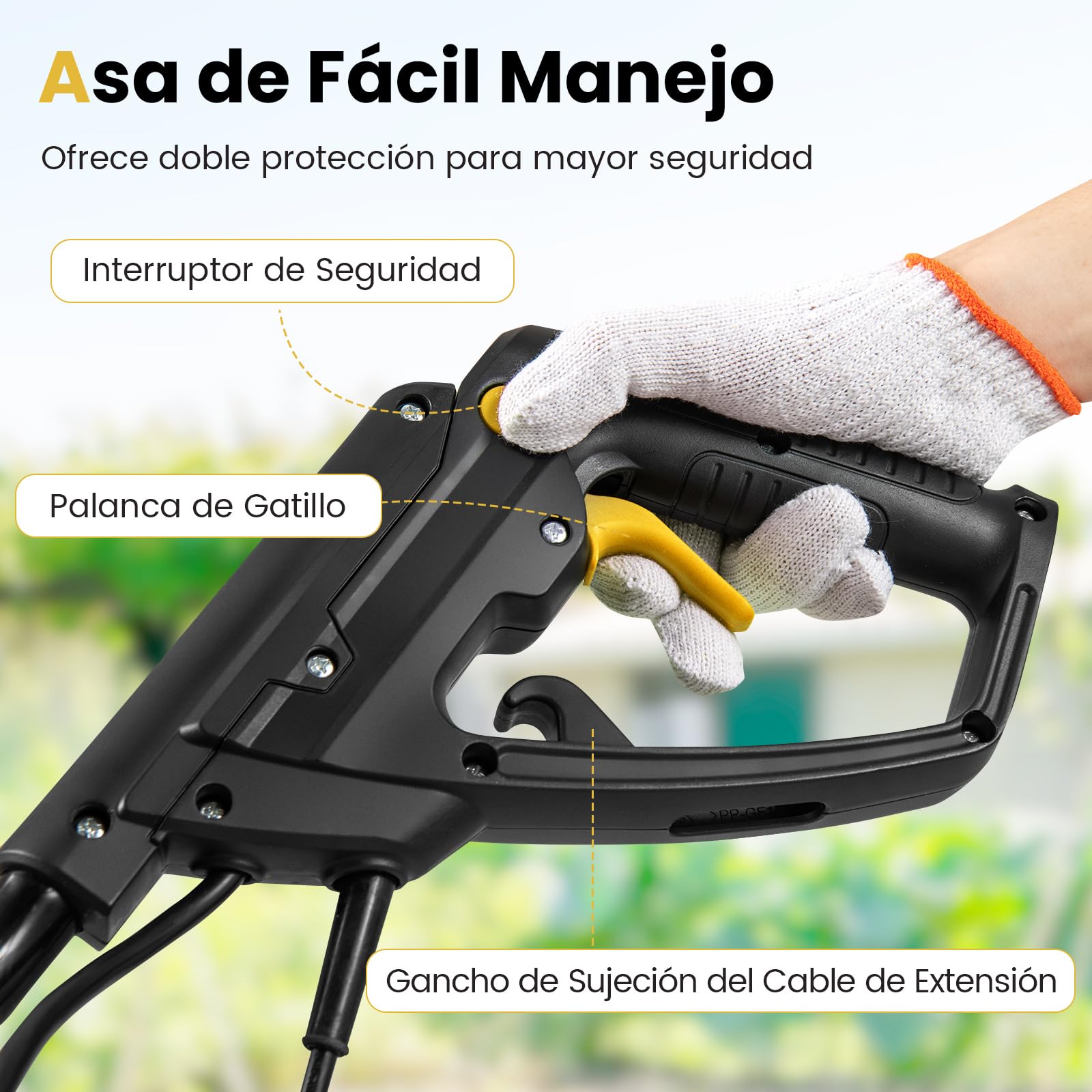 COSTWAY Motoazada Eléctrica, Rotocultivador Plegable Potente con Ancho de Labranza de 36cm y Profundidad de Trabajo de 22cm, Máquina de Jardinería para Excavar Suelo de Césped (Amarillo,1200W)