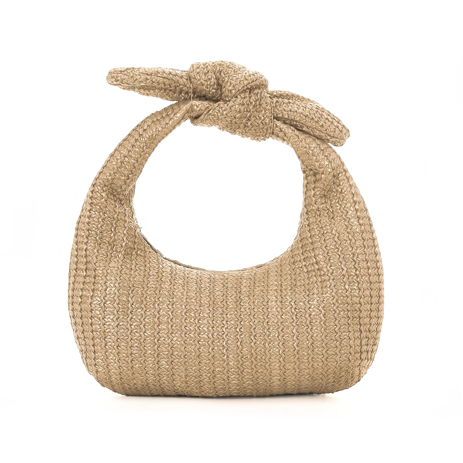 Lanpet Knotted Straw Clutch Purses for Women, Summer Beach Bag, Dumpling Evening Clutch Handbags for Formal Party Wedding