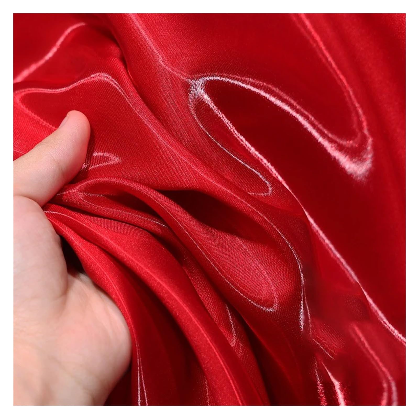 Satin Fabric Multi-Color Liquid Satin Reflective Crystal Fabric Smooth Sparkle Stiff Material for Craft(Color 22)