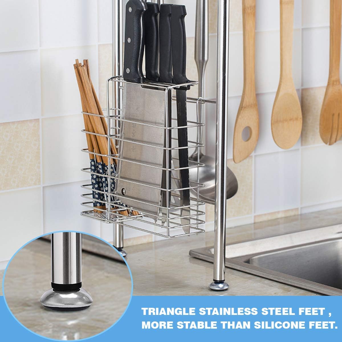 Amazon Crazy 🔥 Deals JSK Over The Sink Dish Drying Rack, 2-Tier Large Stainless Steel Non-Slip Dish Drying Rack for Home Kitchen Counter Storage, Silver(Sink Width Limit (Sink Size ≤ 33 INCH)