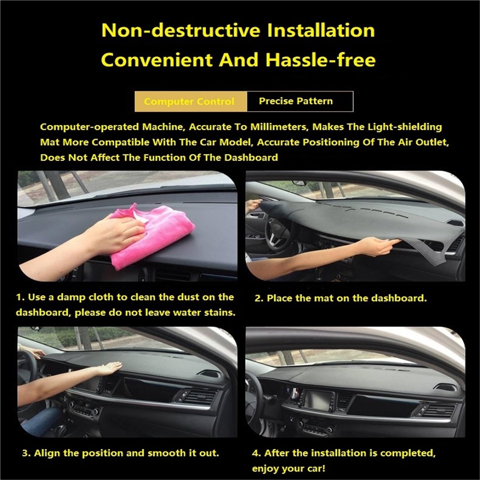 Couverture Intégrale Bouclier Tapis De Protection Antidérapant Pour Tableau Bord Voiture En Cuir Et Fibre De Carbone Pare-soleil Pour Mazda CX-30 CX30(Black Brown,With hud)