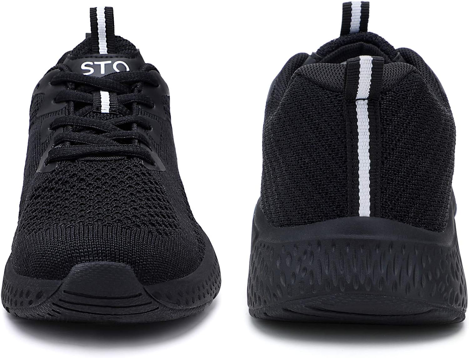 STQ Walking Shoes Women Breathable Cushion Running Tennis Fashion Sneakers with Arch Support 8 All Black 1019