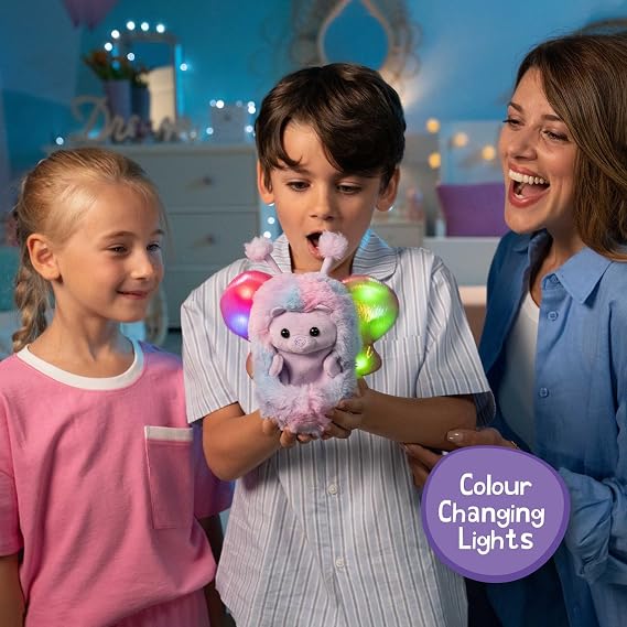 Curlimals Flutter Wonders Bella Bear Teddy Bear, Interactive Cute Plush Butterfly with 100+ Sounds, Movements & Lights. Age 3+