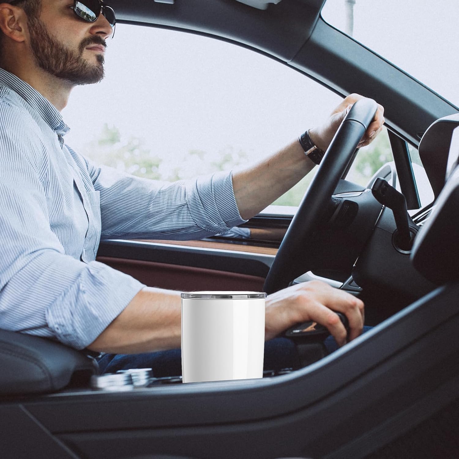 20oz Stainless Steel Sublimation Tumblers Set, White Travel Mugs for Car, Double-Wall Insulated,BPA Free with Lids, 4-Pack Bulk Set