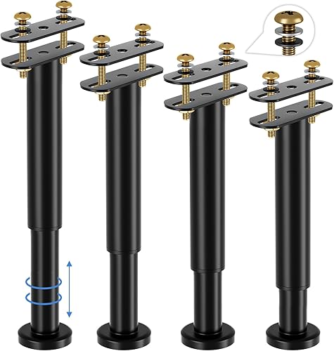 Patas de soporte de cama ajustables de 10 a 16 pulgadas, patas de soporte para marco de cama, patas de cama, juego de 4, marco de cama de metal o
