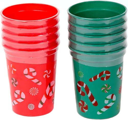Chef Craft Seleccionar juego de vasos de Navidad de plástico, capacidad de 10 onzas, juego de 5 piezas, el color puede variar