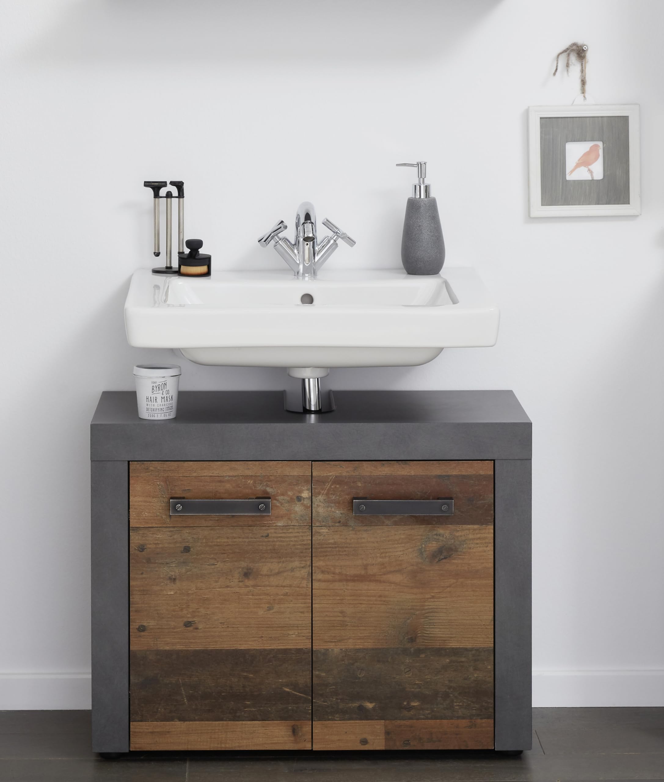 trendteam smart living - Szafka pod umywalkę szafka pod umywalkę - łazienka - Indy - wymiary po zmontowaniu (szer. x wys. x gł.) 72 x 56 x 34 cm - kolor Old Wood z Matera - 125930123