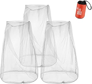 ProCase Mosquito Repellent Head Net, Pests Bugs Repellant Head Netting for Gnat No See Ums for Camping, Hunting, Trekking Fishing and Other Outdoor Activities -3 Pack, Grey