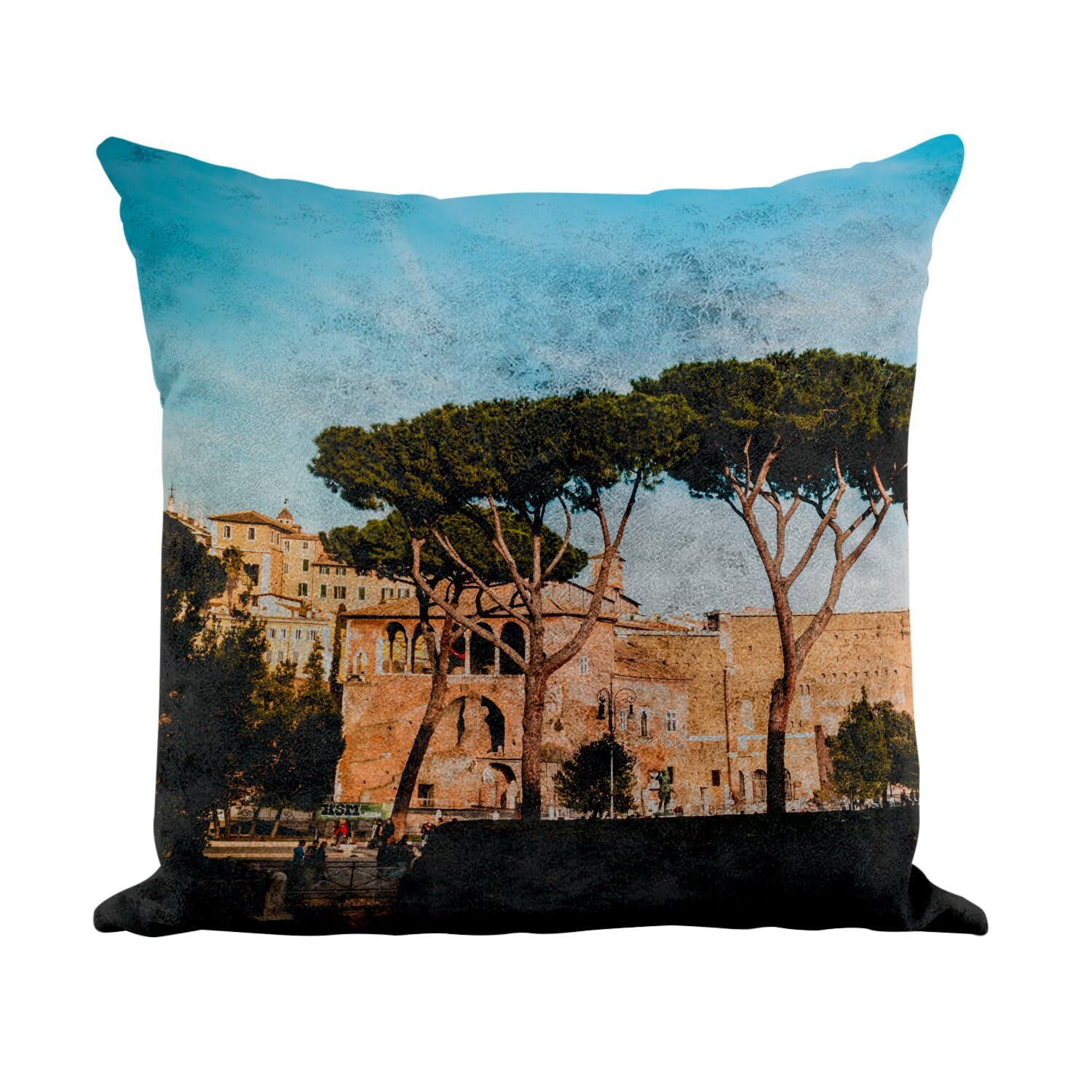 Coussin similicuir blanc 40x40cm Forum de Trajan Rome par Fabulous avec housse et garnissage inclus