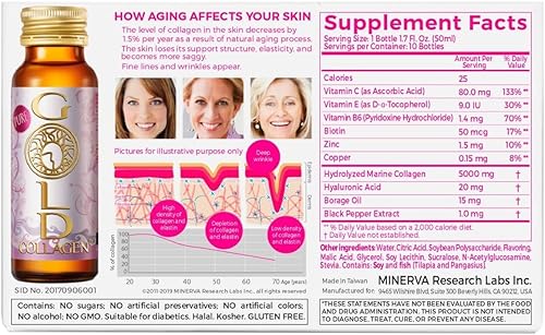 Miniatura 6 de GOLD COLLAGEN Pure  El suplemento antienvejecimiento de colágeno líquido #1 original  Bebida de colágeno marino hidrolizada con ácido hialurónico,