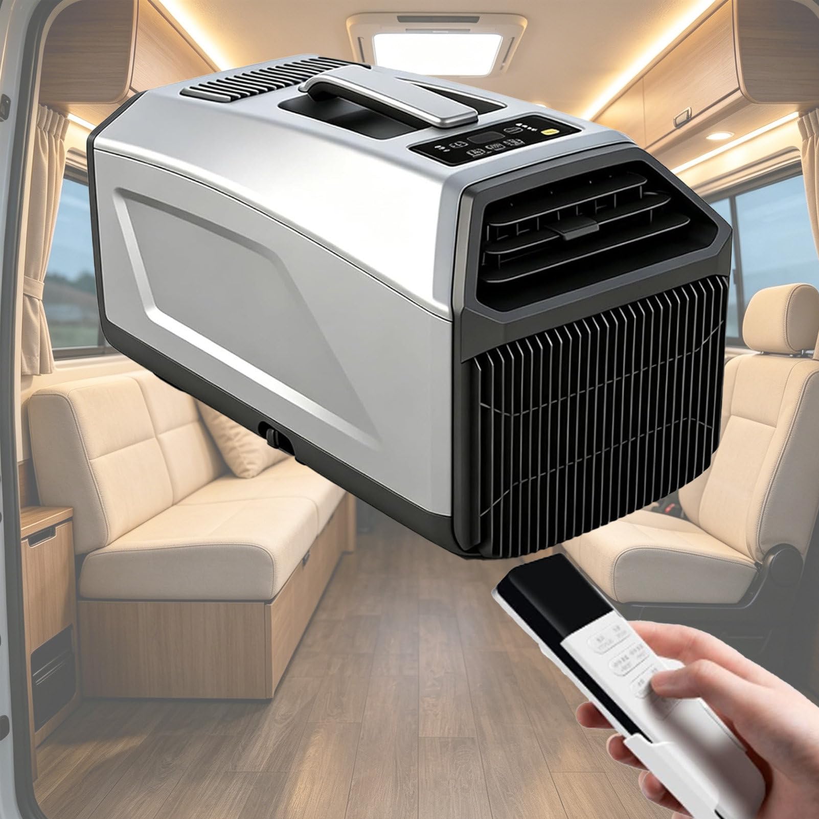 Pvxa Small Portable AC, Tent Air Conditioner, 5100/4500 BTU Dual Hose, for Car Compressor Refrigeration No Drainage Required, for RV, Truck Cabins, Off-Grid, Bedroom Grey-1500W