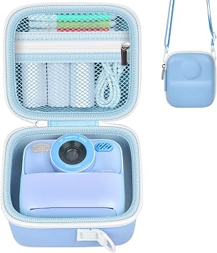 Boobowl Kids Instant Print Camera Case for Cimizi, for Masterbee, for Dylanto, for BOFIDAR, Portable Storage Bag with Shoulder Strap, Mesh Pocket for Print Paper, Pens & Accessories- Blue Box Only
