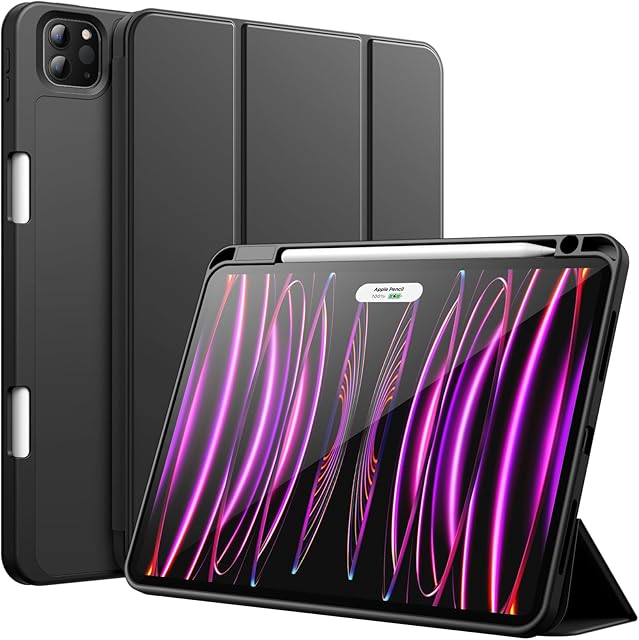 JETech Etui dla iPad Pro 11 Cala (Model 2022/2021/2020) z uchwytem na długopis, Wspierać Pencil 2.Generacji Ładowania, Szczupły Pokrowiec na Tablet z Miękki Tył z TPU (Czarny)