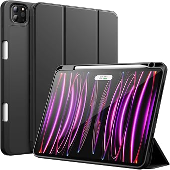 JETech Case for iPad Pro 11 Inch 2022/2021/2020 Model 4th/3rd/2nd Generation, with Pencil Holder, Support 2nd Pencil Charging, Slim Tablet Cover with Soft TPU Back, Auto Wake/Sleep Black