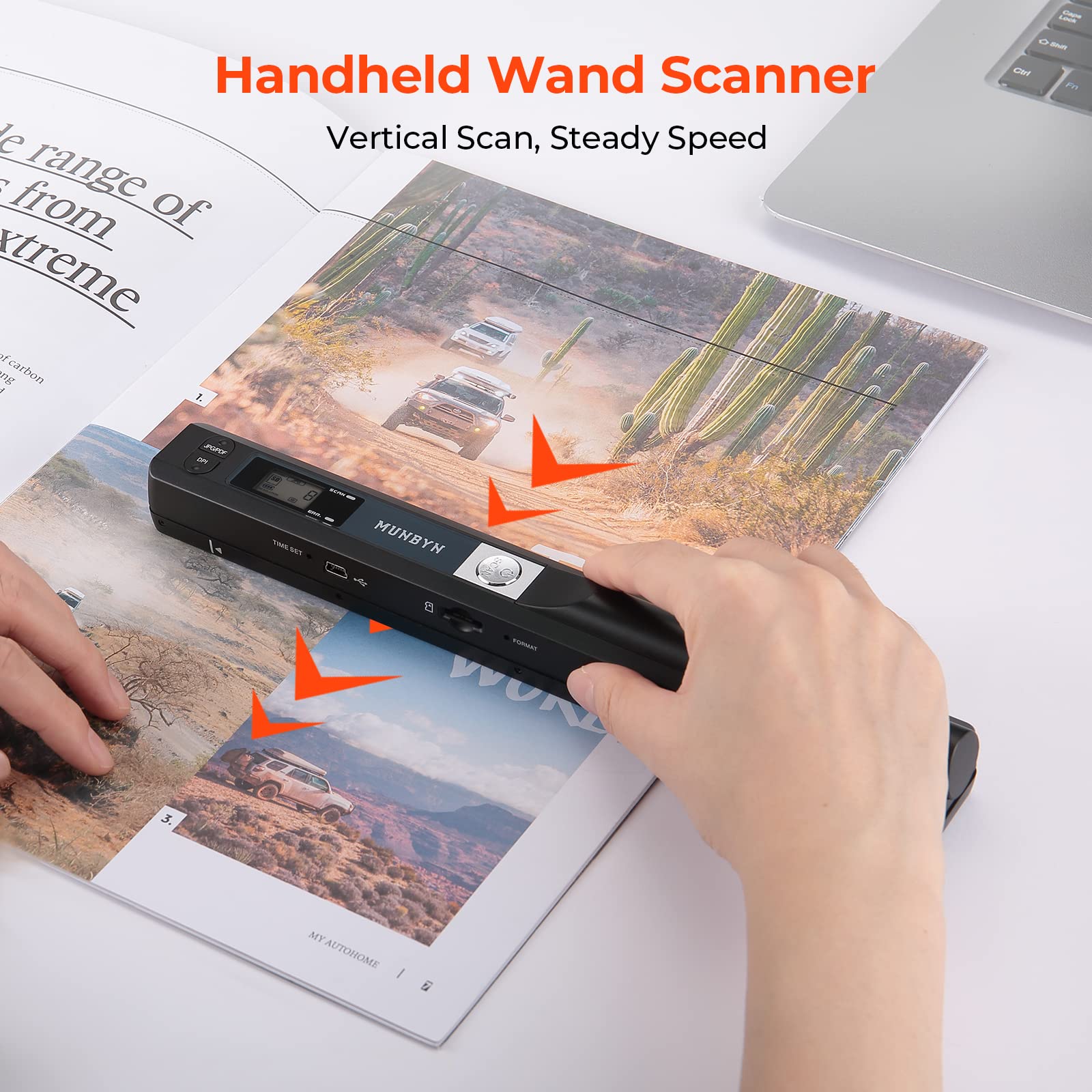 MUNBYN Portable Scanner 900DPI, Handheld Document Scanner A4 Photo