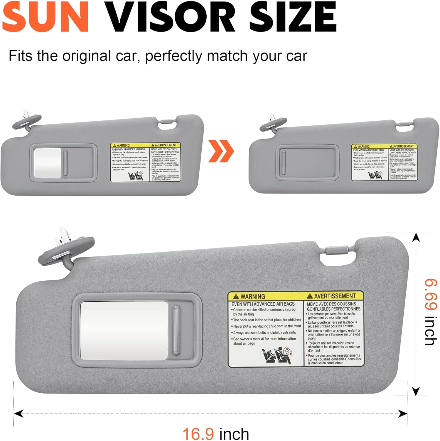 Gray Driver Left Side Sun Visor Replacement Compatible with Toyota Highlander 2008 2009 2010 2011 2012 2013 Replace 74320-48500-B0