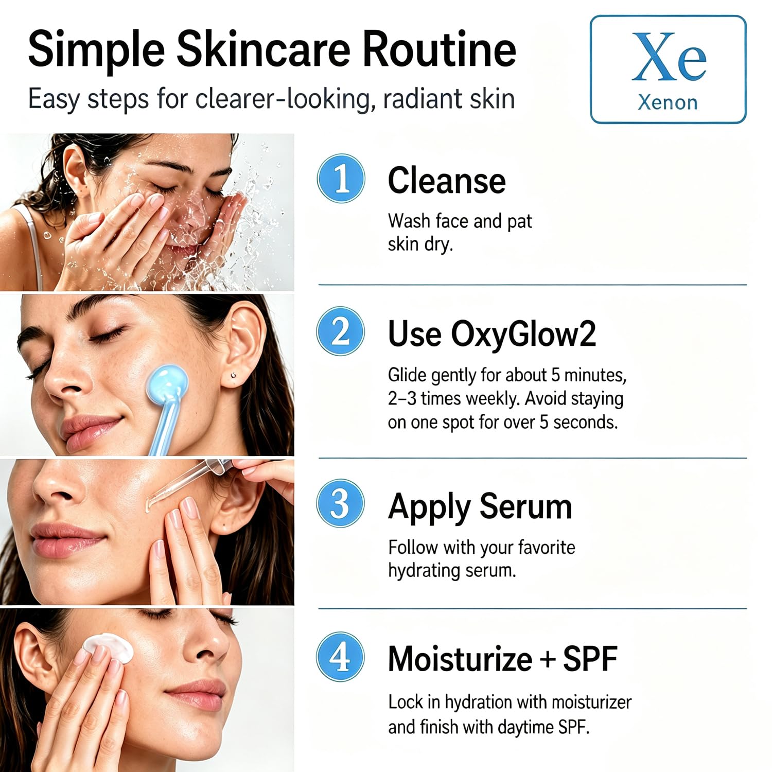 OxyGlow 2 Machine faciale sans fil haute fréquence pour thérapie de la peau – Gaz xénon