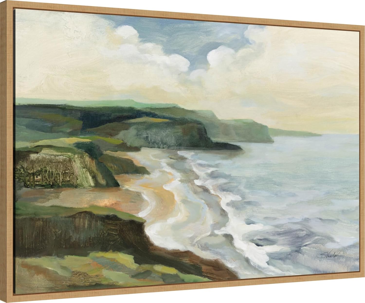 Amanti Art Framed Canvas Wall Art 23x33 Irish Coast by Silvia Vassileva, Framed Wall Art Canvas, Landscapes Artwork, Modern Contemporary Decor, Large Poster Painting for Living Room, Bedroom, Bathroom