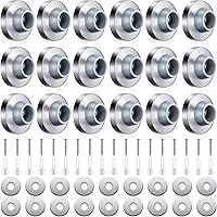 Vista 10 de Pangda Tope de parachoques de puerta de pared cóncava de acero inoxidable plateado con protector de goma redondo gris de 1-1/8 pulgadas