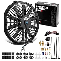 Vista 30 de DNA Motoring Ventilador de radiador delgado de refrigeración eléctrica de alto rendimiento de 10 pulgadas con kit de montaje, azul, RAF-10-BL+FMK