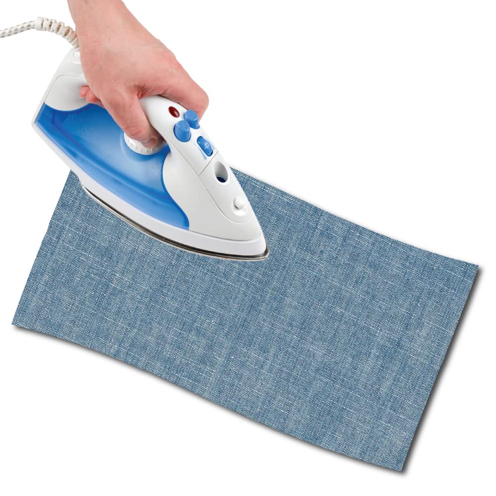 USIT, 1pc Thermoadhesive Cotton Repair Patch, 18"x4.5", Lightweight and Resistant, Medium Jeans