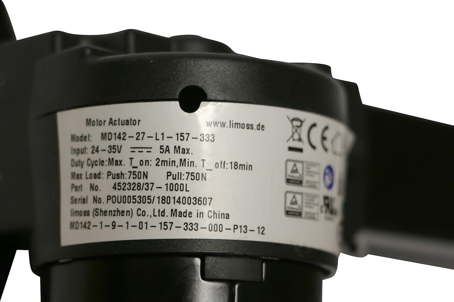 Limoss MD142-27-L1-157-333 Linear Actuator Motor for Power Recliner or Lift Chair