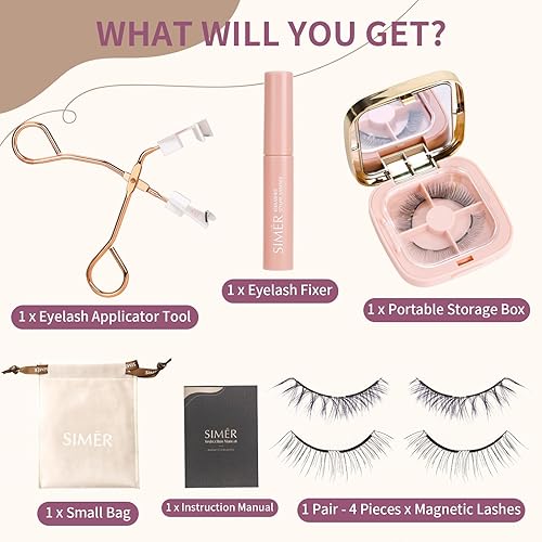 Vista 21 de Pestañas magnéticas sin delineador de ojos, pestañas de doble imán con aplicador, reutilizables 4D, no necesita delineador de ojos ni pegamento