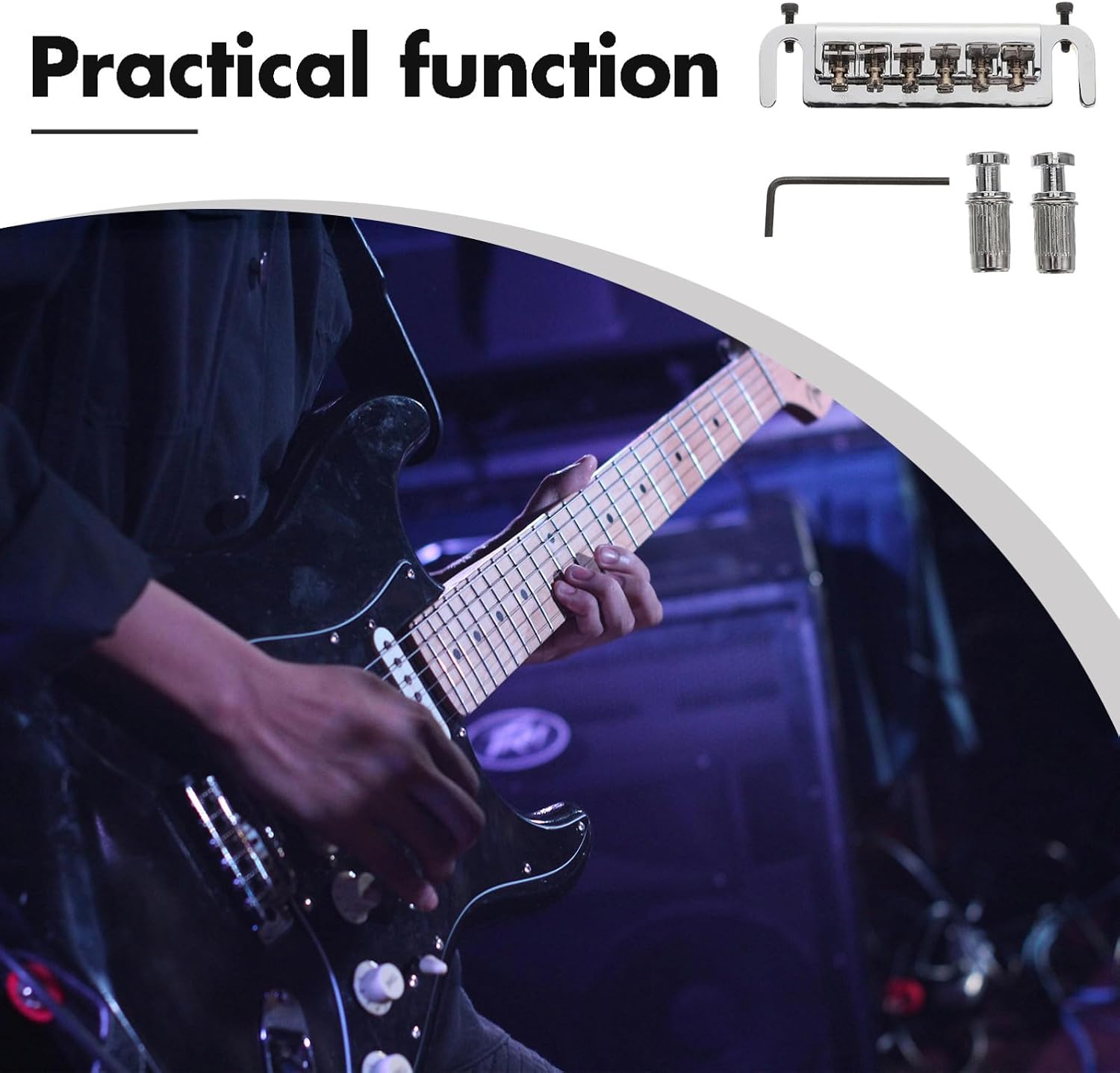 Kisangel Electric Guitar Bridge Tailpiece Tremolo Bridge for Enhanced Tuning Stability Chrome Guitar Parts and Accessories Easy Install Replacement