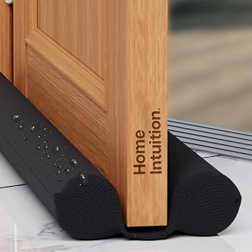 Under Door Draft Stopper for Bottom of Doors 24 - 36 Weather Stripping Gap Stoppers Door Draft Guard Seal Sweep Adjustable, Black