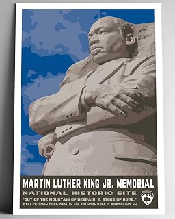 Martin Luther King Jr. Memorial National Historic Site Vintage-Style Travel Poster - 8x10-12x18-18x24-24x36 / 4x6 Postcard WPA Style Art Print Washington DC USA MLK (8x10 Inch Poster)