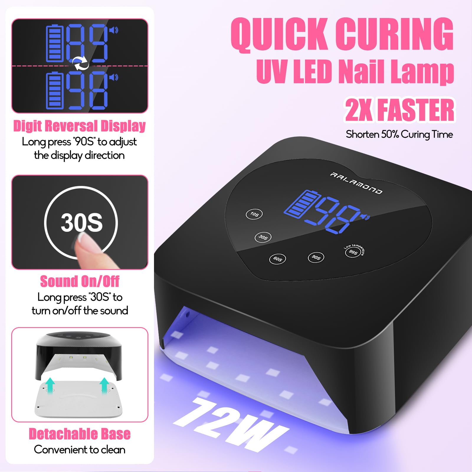 Amazon | RALAMOND Pro 72W UV LED ネイルランプ - コードレスジェル